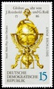 Postage stamp printed in Germany shows Globe clock, Terrestrial And Celestial Globes serie, circa 1972