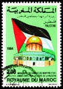 Postage stamp printed in Morocco shows Arar revolt flag, Palestinian Solidarity serie, circa 1984 Royalty Free Stock Photo