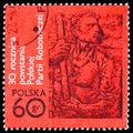 Postage stamp printed in Poland shows Fighting worker, by J. Jarnuszkiewicz, circa 1972
