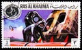 Postage stamp printed in Ras Al Khaimah shows Divers, Safe Return of Apollo 14 serie, circa 1972