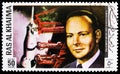 Postage stamp printed in Ras Al Khaimah shows Edgar Dean Mitchell (1930-2016), Apollo 14 serie, circa 1972