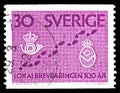 Postage stamp printed in Sweden shows Local Mail Delivery, serie, circa 1962