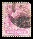 Postage stamp printed in United Kingdom shows King Edward VII, Definitives serie, 6 d - British penny (old), circa 1902