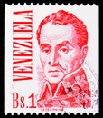Postage stamp printed in Venezuela shows Simon Bolivar 1783-1830, Simon Bolivar - by Jose Maria Espinoza serie, circa 1978 Royalty Free Stock Photo