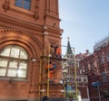 Renovation of the facade of the building of the Museum of the Patriotic War of 1812 in Moscow.