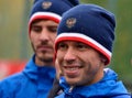 Russian striker and team captain Fedor Smolov in training sessio
