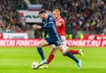 Scotland national football team winger Oliver Burke against Russia midfielder Dmitri Barinov