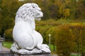 Moscow, Russia - October, 2017: Sculpture of a lion in Arkhangelskoye Museum Estate Royalty Free Stock Photo