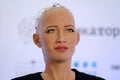 Sophia humanoid robot at Open Innovations Conference at Skolokovo technopark Royalty Free Stock Photo