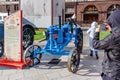 Moscow, Russia - October 08, 2019: Soviet row-crop wheel tractor Universal U-2 on the exhibition of agricultural machinery on