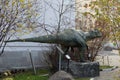 Moscow, Russia - October 28, 2019: Statue: The predatory dinosaur