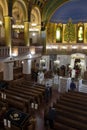 Moscow / Russia - October 25, 2018: Moscow synagogue in the sanctuary of the Rabbi reads a prayer, some believers, sacred sites (