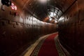 Moscow, Russia - October 25, 2017: Tunnel at Bunker-42, anti-nuclear underground facility built in 1956 as command post Royalty Free Stock Photo