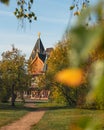 Wooden palace of Tsar Alexei Mikhailovich in Kolomenskoye park on autumn. Moscow. Russia Royalty Free Stock Photo