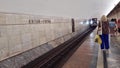 Moscow, Russia - 07.02.2023 - People at the Kitay gorod metro station. City