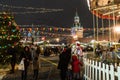 28.12.2019. Moscow.Russia. People walk through the new year`s fair on the festively decorated red square near the Kremlin. Royalty Free Stock Photo