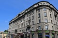 Moscow, Russia, September, 01, 2018. People walking near house 1/2 building 1 at the intersection of Solyanka and Zabelin streets, Royalty Free Stock Photo