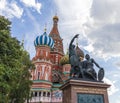 Moscow, Russia - 07.30.2023 - Red square, Saint Basil cathedral, monument to Minin and Pozharsky. Landmark Royalty Free Stock Photo