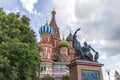 Moscow, Russia - 07.30.2023 - Red square, Saint Basil cathedral, monument to Minin and Pozharsky. Landmark Royalty Free Stock Photo