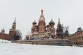 Moscow, Russia, Red square, view of St. Basil Cathedral in winter, bright day Royalty Free Stock Photo