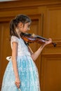 Girl violonist on the stage.