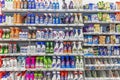 Moscow, Russia, 04/07/2020: A rich assortment of household chemicals on a supermarket shelf. Cleanliness and order in the house