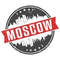 Moscow Russia Round Travel Stamp Icon Skyline City Design. Seal Badge illustration Vector. Royalty Free Stock Photo