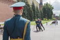 MOSCOW / RUSSIA: 01/07/2021 Sea and River Fleet Worker`s Day. Wreath-laying ceremony at Tomb of the Unknown Soldier in Alexander g