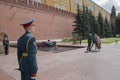 MOSCOW / RUSSIA: 01/07/2021 Sea and River Fleet Worker`s Day. Wreath-laying ceremony at Tomb of the Unknown Soldier in Alexander g