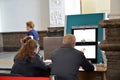 MOSCOW, RUSSIA. Security service specialists of the Russian Railway look through contents of baggage of passengers on X-ray-televi