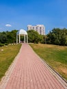 Moscow, Russia - Sept 15. 2018. Gazebo in City park Dubki in Timiryazevsky district Royalty Free Stock Photo