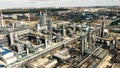 MOSCOW, RUSSIA - SEPTEMBER 20, 2020. Aerial view of the Gazprom Neft Moscow refinery