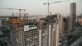 MOSCOW, RUSSIA - SEPTEMBER 27, 2020. Aerial shot of the Headliner upper class residential complex construction site