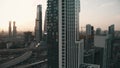 MOSCOW, RUSSIA - SEPTEMBER 27, 2020. Aerial view of the Headliner residential complex in a financial district