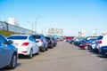 Cars on the intercept parking near metro station Annino in Moscow Royalty Free Stock Photo