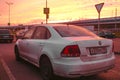 Cars on the intercept parking near metro station Annino in Moscow Royalty Free Stock Photo