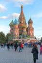 MOSCOW, RUSSIA - September 30, 20018: Cathedral of Vasily the Blessed Saint Basil`s Cathedral on Red Square at sunset, center Royalty Free Stock Photo