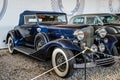 Details view of Cadillac Fleetwood V12 car from Museum of Moscow Transport. Blue vintage