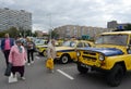 Exhibition of old Soviet police cars on Prospekt Mira Moscow