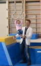 The first training. Olympic prize-winner in gymnastics Alexei Bondarenko in the gym.