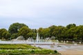 Fountain on main alley to park named after Maxim Gorky in Moscow