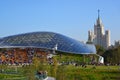 Moscow, Russia - September 23. 2017. Glass bark and amphitheater in new park Zaryadye. Royalty Free Stock Photo