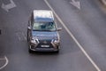 Moscow, Russia - September 27, 2022: Gray Japanese SUV Lexus LX driving down the road J200 Toyota Land Cruiser 200 LX570 500d