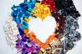 Moscow, The Russia - September 24, 2019: Heart made of plastic lego blocks