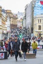 Pedestrians on the Moscow street Kuznetsky most Royalty Free Stock Photo