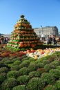 Moscow, Russia - September 23. 2017. Installation from a fresh pumpkin at Golden Autumn Festival Royalty Free Stock Photo