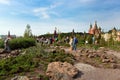 Moscow Kremlin and St. Basil`s Cathedral view in new Zaryadye Park, urban park located near Red Square in Moscow, Russia Royalty Free Stock Photo