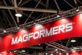 Magformers logo sign printed on banner. Magformers is the industry leader in magnetic building toys for children