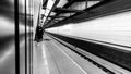 Moscow. Russia. September 26, 2020 Modern metro station at night. A lonely girl is waiting for the train