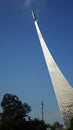 Moscow. Russia-September 2018: Monument to the conquerors of space at VDNH against the sky. Royalty Free Stock Photo